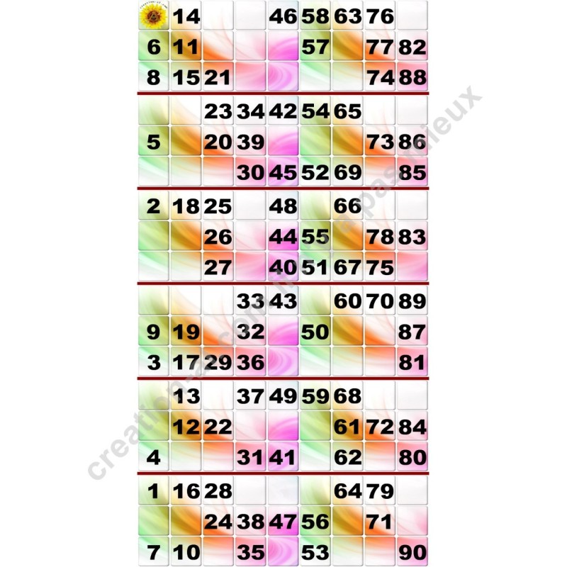 Plaque de 6 cartons de loto plastifié neuf A4.