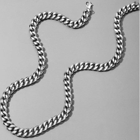 Collier Chaine en acier inoxydable 50 cm x 8m/m argent.