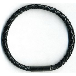 Bracelet cuir tressé noir 4mm