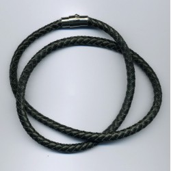 0-Collier-cuir tressé noir 5,5mmx50cm