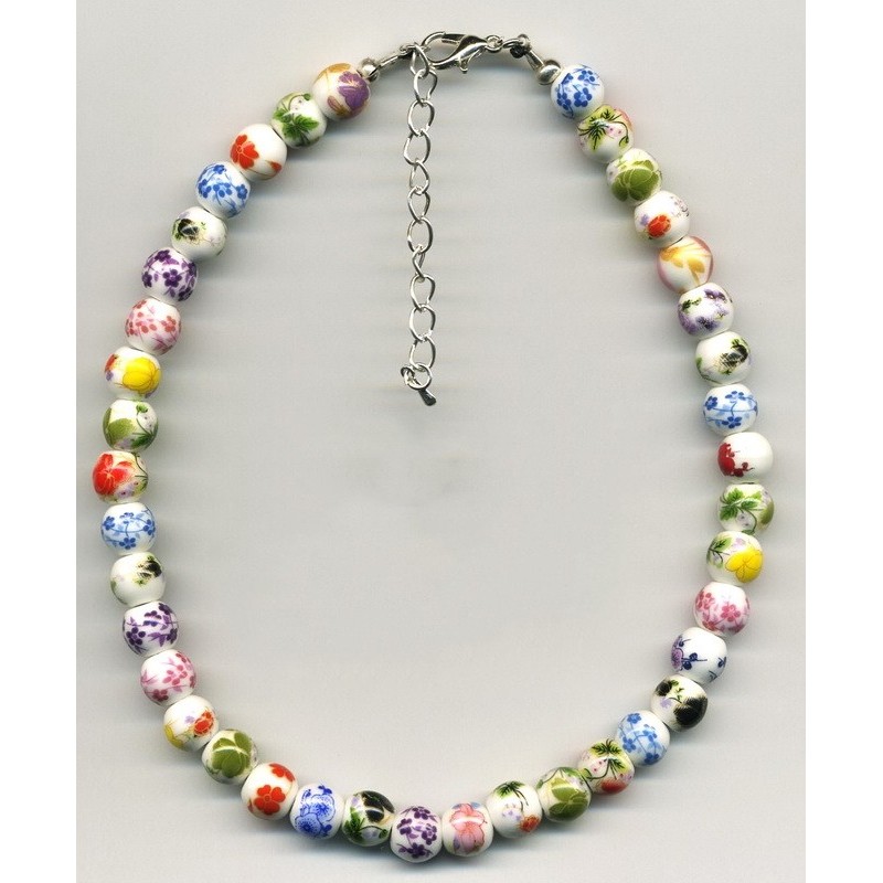 Collier ras de cou Perles Porcelaine (22)