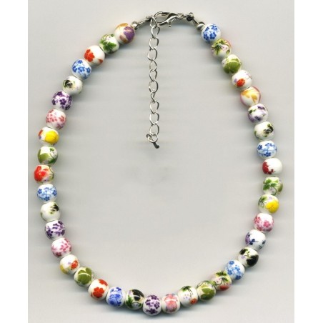 Collier ras de cou Perles Porcelaine (22)