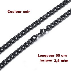 Chaine acier inoxydable 60 cm x 3,5 m/m noir.