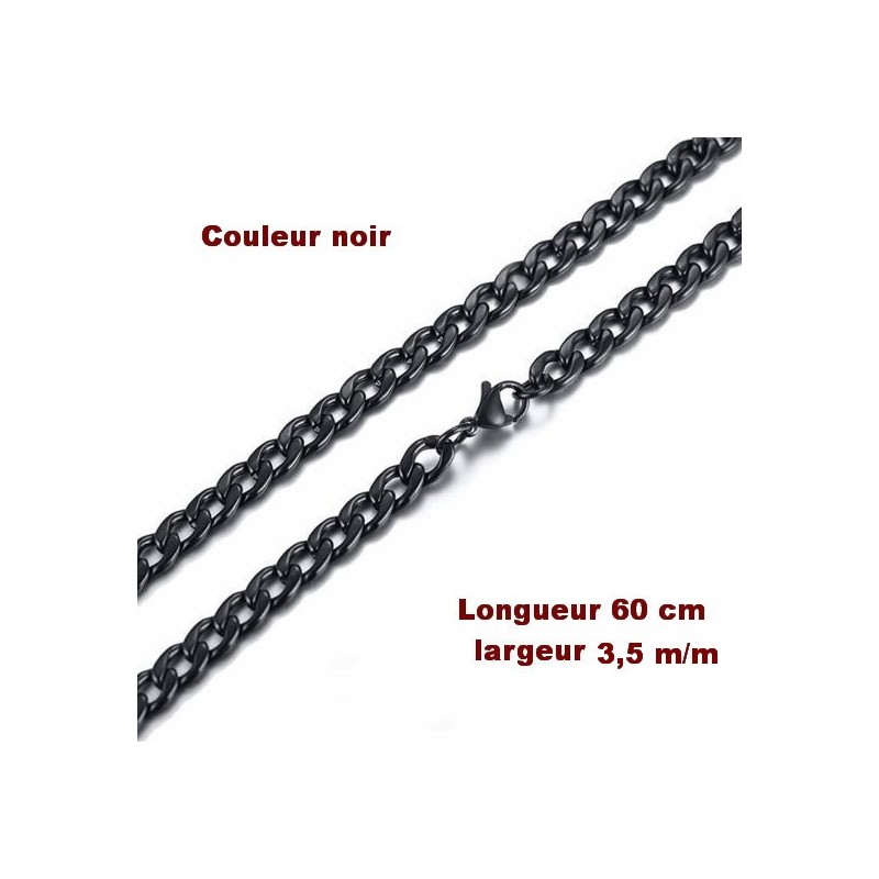 Chaine acier inoxydable 60 cm x 3,5 m/m noir.